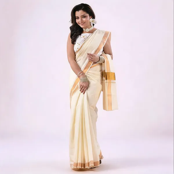 White_Gold_Cotton_Zari_Border_Traditional_Saree_For_Women