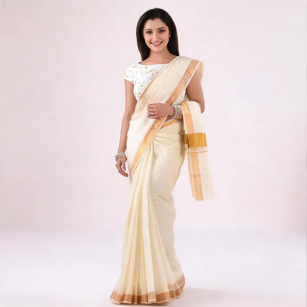 White_Gold_Cotton_Zari_Border_Traditional_Saree_For_Women