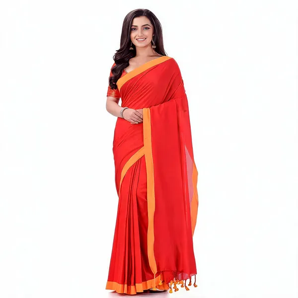 Red_Cotton_Solid_Woven_Saree_For_Women