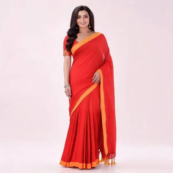 Red_Cotton_Solid_Woven_Saree_For_Women