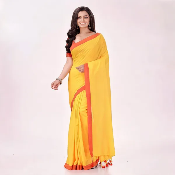 Yellow_Cotton_Solid_Woven_Saree_For_Women