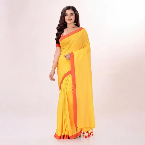 Yellow_Cotton_Solid_Woven_Saree_For_Women