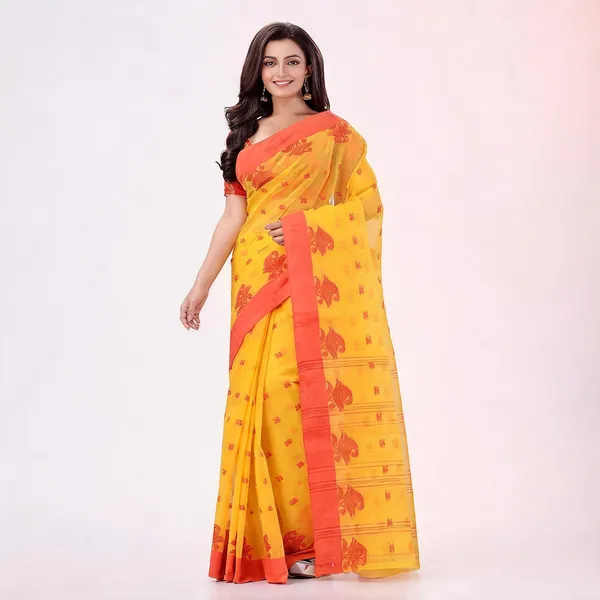 Yellow_Cotton_Handloom_Floral_Woven_Saree_For_Women