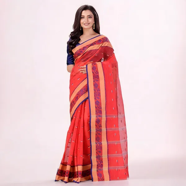 Red_Cotton_Self_Design_Woven_Handloom_Saree_For_Women