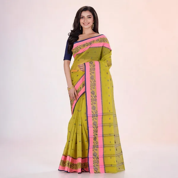 Green_Cotton_Handloom_Self_Design_Woven_Saree_For_Women