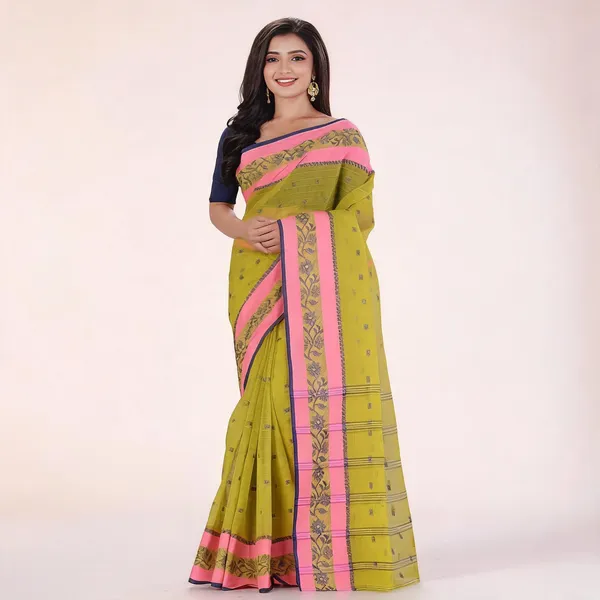 Green_Cotton_Handloom_Self_Design_Woven_Saree_For_Women