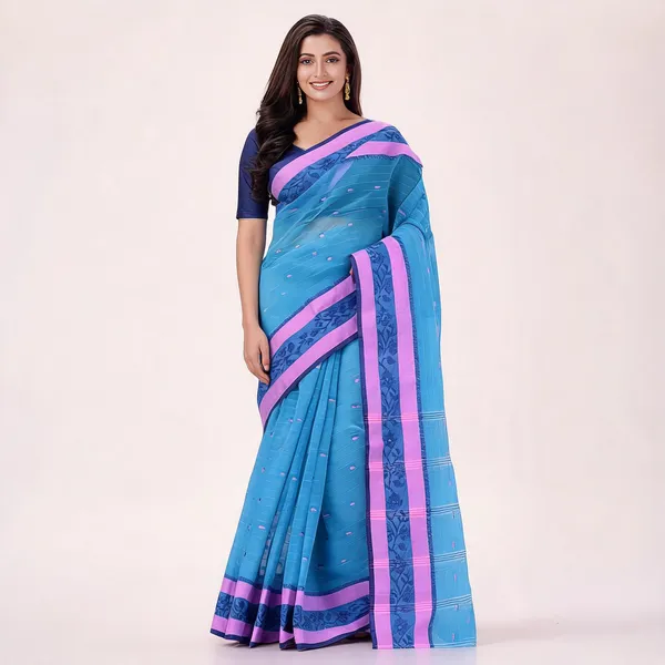 Blue_Cotton_Woven_Handloom_Saree_For_Women