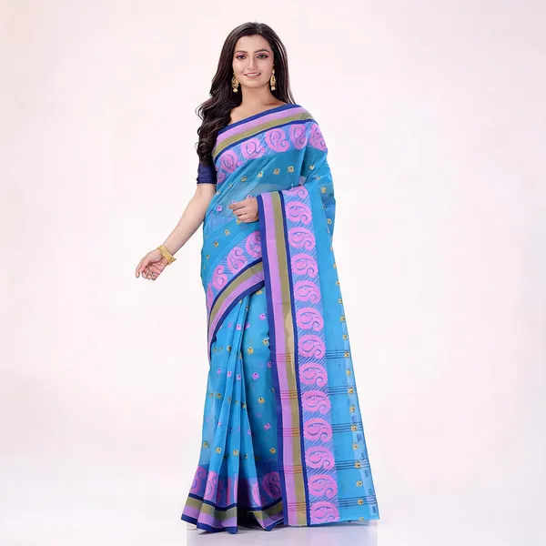 Blue_Cotton_Handloom_Paisley_Woven_Saree_For_Women