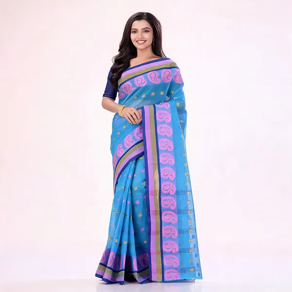 Blue_Cotton_Handloom_Paisley_Woven_Saree_For_Women