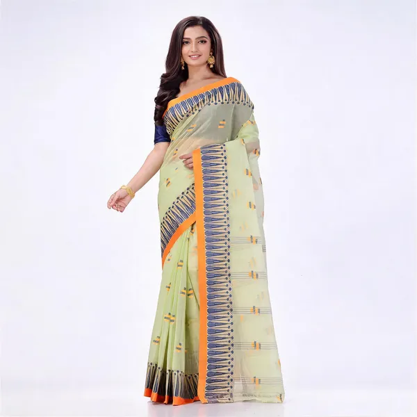 Soft_Green_Cotton_Handloom_Self_Design_Woven_Saree_For_Women