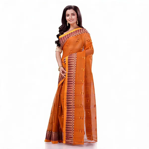 Burnt_Clay_Orange_Cotton_Handloom_Woven_Saree_For_Women