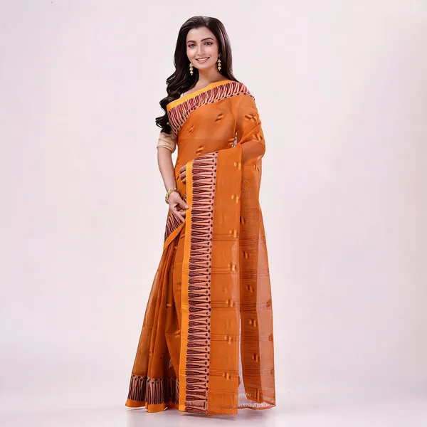 Burnt_Clay_Orange_Cotton_Handloom_Woven_Saree_For_Women