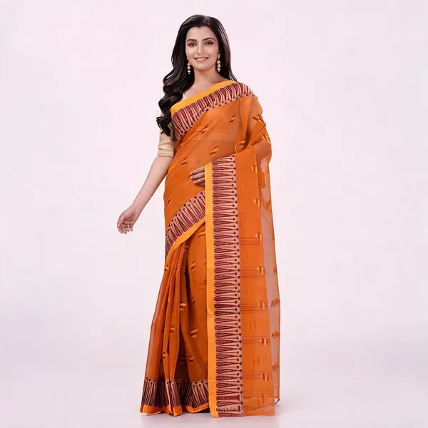 Burnt_Clay_Orange_Cotton_Self_Design_Woven_Handloom_Saree_For_Women