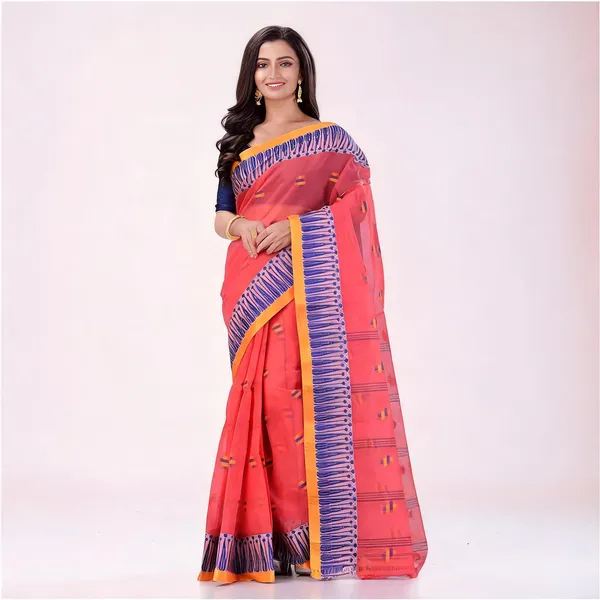 Light_Red_Cotton_Handloom_Woven_Saree_For_Women