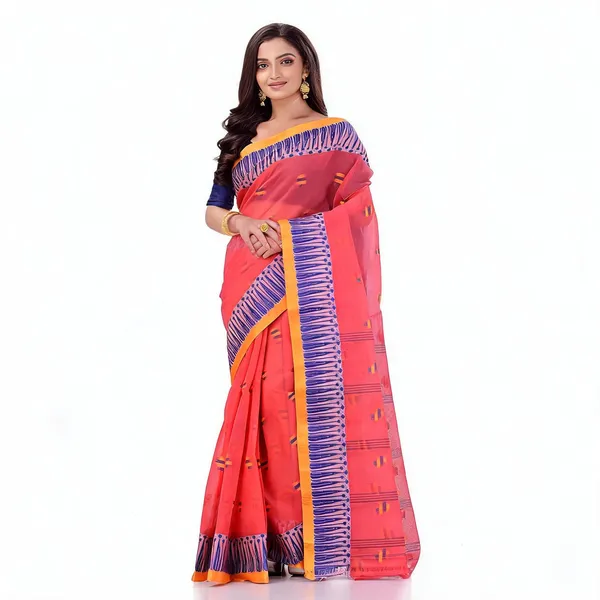 Light_Red_Cotton_Handloom_Woven_Saree_For_Women