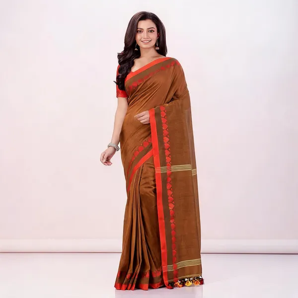 Brown_Cotton_Handloom_Woven_Saree_For_Women