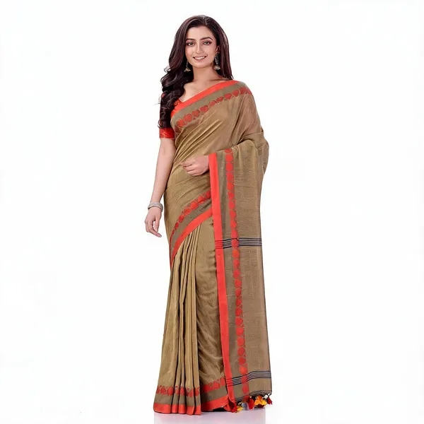 Tan_Cotton_Handloom_Woven_Saree_For_Women
