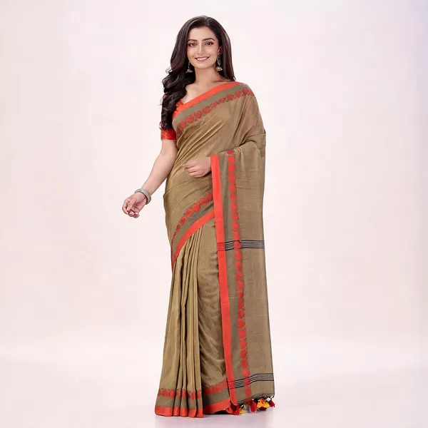Tan_Cotton_Handloom_Woven_Saree_For_Women