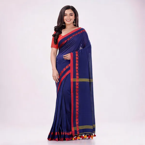 Deep_Blue_Cotton_Handloom_Woven_Saree_For_Women