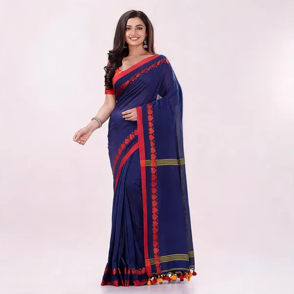 Deep_Blue_Cotton_Handloom_Woven_Saree_For_Women