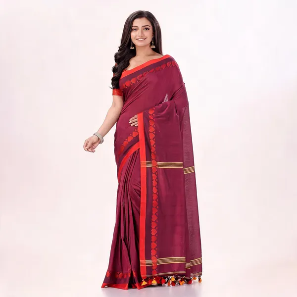 Cranberry_Cotton_Handloom_Woven_Saree_For_Women