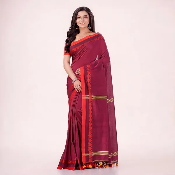 Cranberry_Cotton_Handloom_Woven_Saree_For_Women