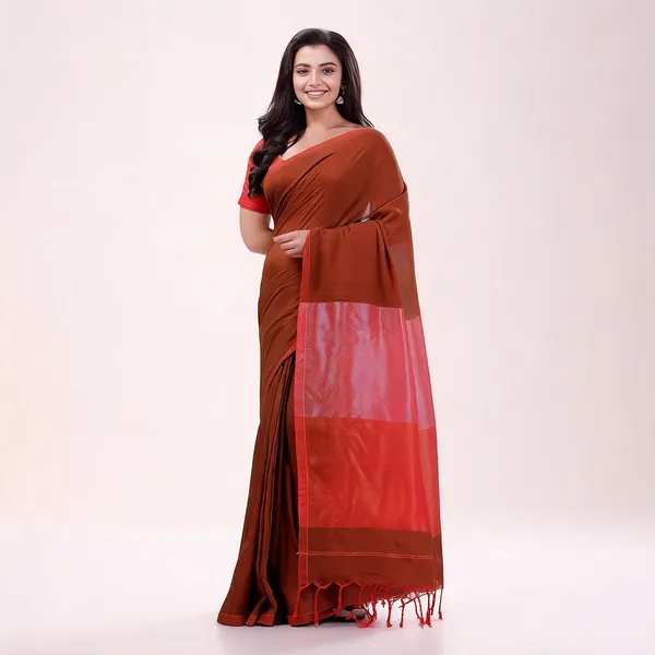 Maroon_Cotton_Blend_Organza_Traditional_Saree_For_Women