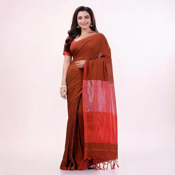 Maroon_Cotton_Blend_Organza_Traditional_Saree_For_Women