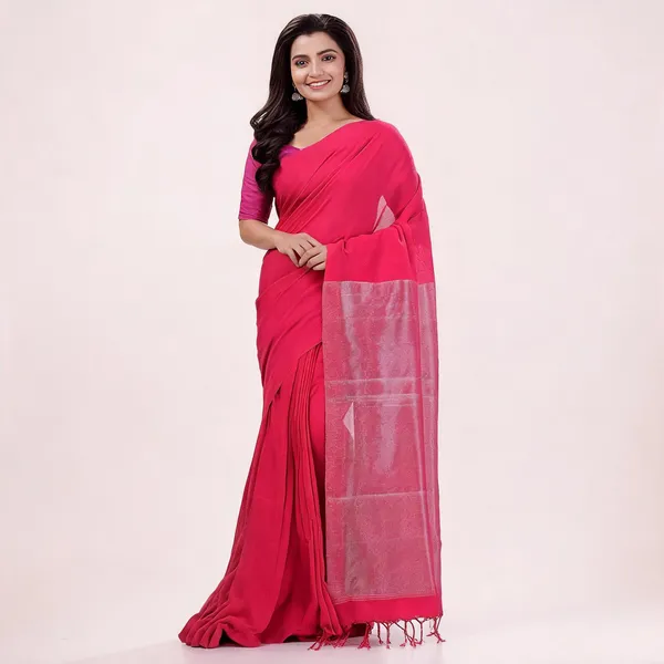 Pink_Cotton_Blend_Organza_Traditional_Floral_Saree_For_Women