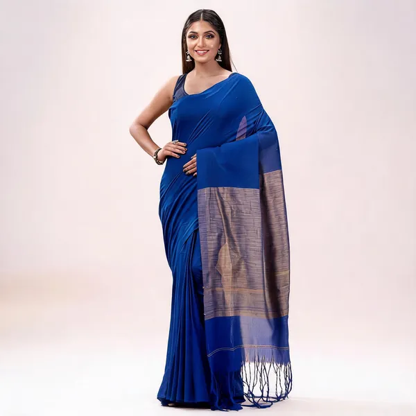 Deep_Blue_Cotton_Handloom_Woven_Saree_For_Women