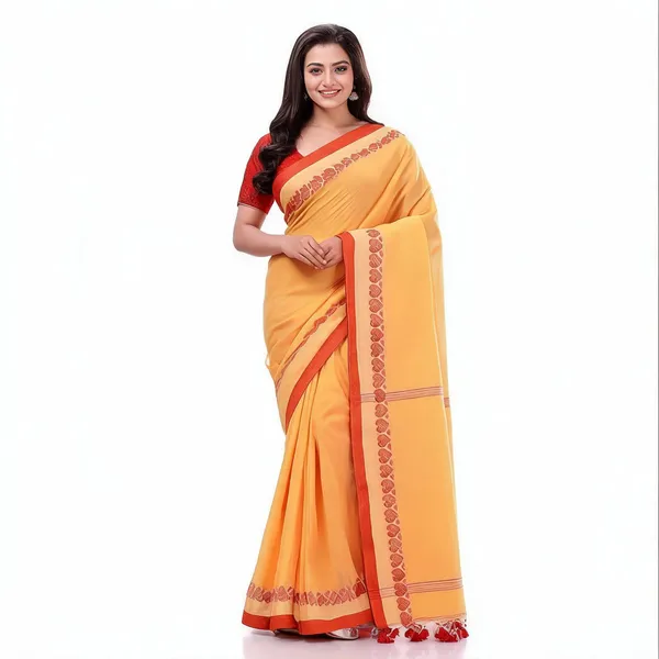 Yellow_Cotton_Handloom_Floral_Woven_Saree_With_Blouse_Piece_For_Women