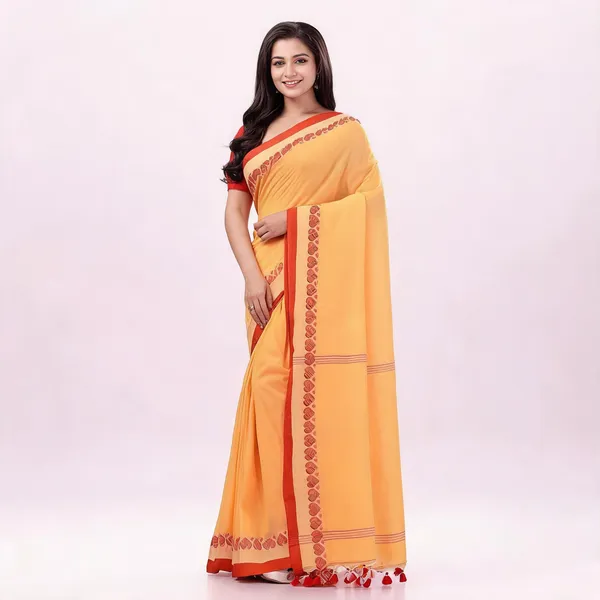 Yellow_Cotton_Handloom_Floral_Woven_Saree_With_Blouse_Piece_For_Women