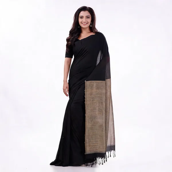Black_Cotton_Handloom_Solid_Woven_Saree_For_Women