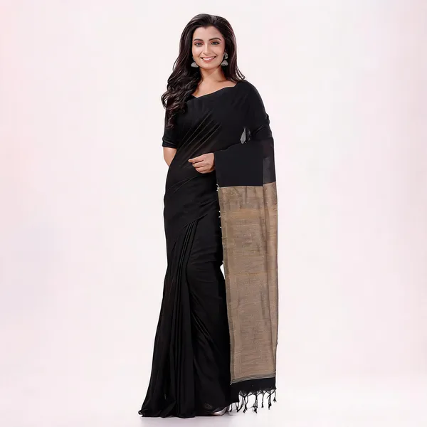 Black_Cotton_Handloom_Solid_Woven_Saree_For_Women