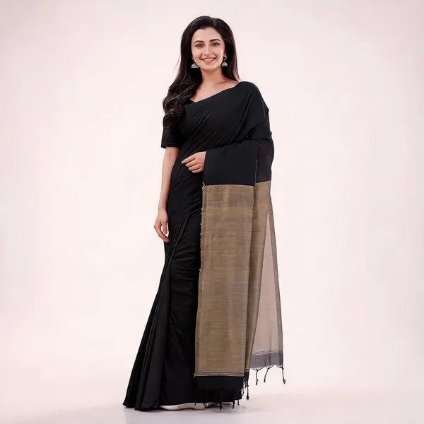 Black_Cotton_Handloom_Woven_Saree_For_Women
