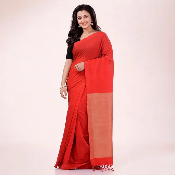 Red_Cotton_Handloom_Woven_Saree_For_Women