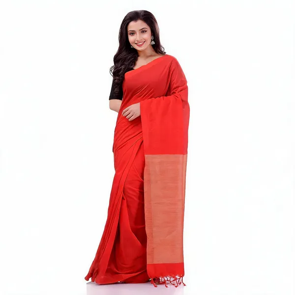 Red_Cotton_Handloom_Woven_Saree_For_Women