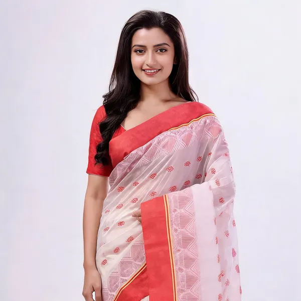 Red_White_Cotton_Tant_Floral_Woven_Saree_For_Women
