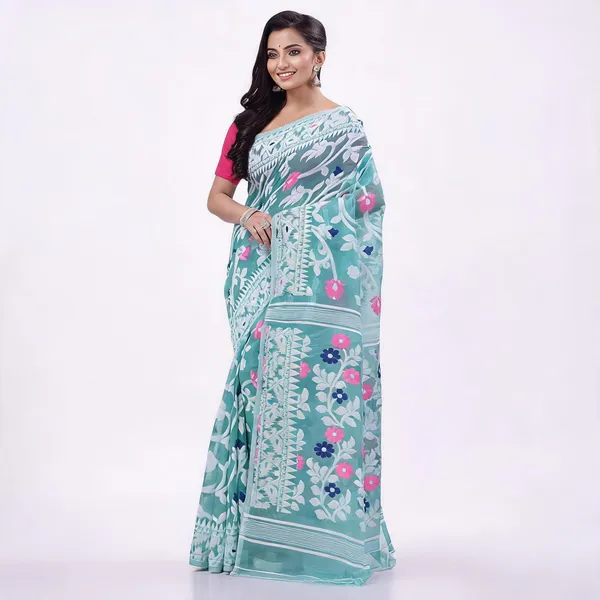 Firoza_Cotton_Dhakai_Jamdani_Handloom_Resham_Saree_For_Women
