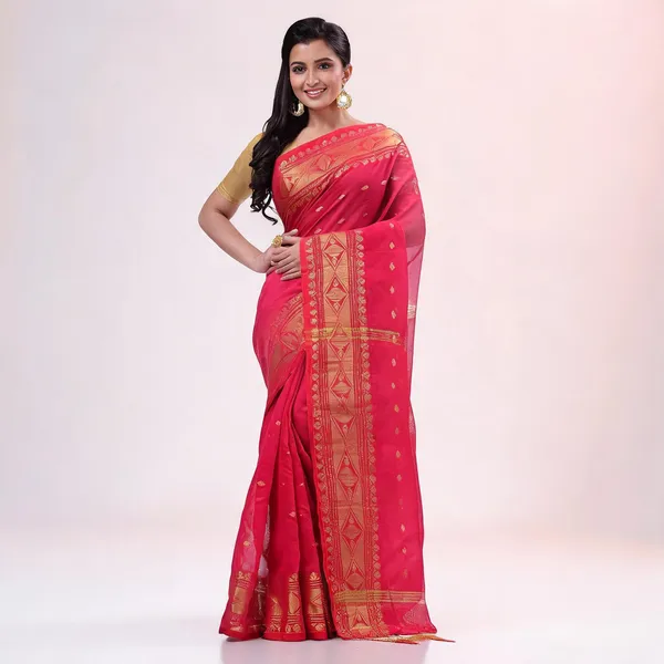 Pink_Cotton_Silk_Self_Design_Handloom_Saree_With_Blouse_For_Women