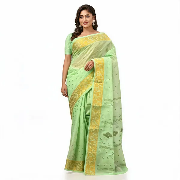 Green_Cotton_Handloom_Zari_Woven_Saree_For_Women