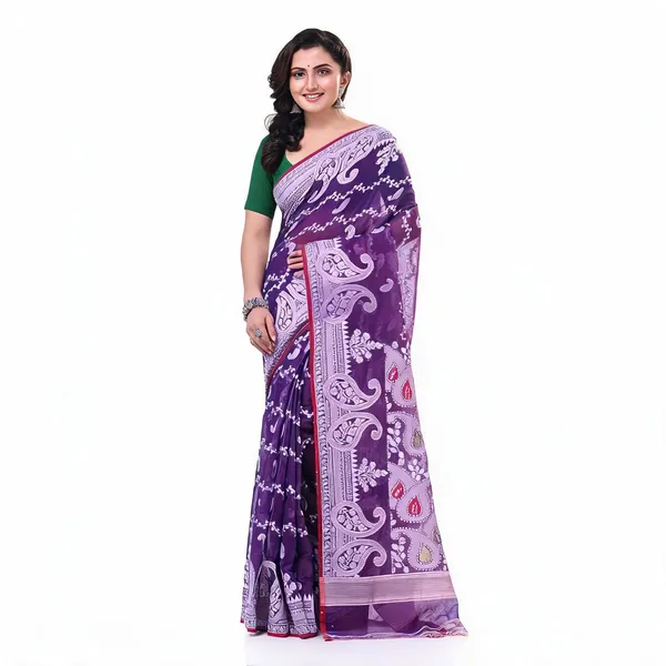 Purple_Cotton_Handloom_Jamdani_Woven_Saree_For_Women