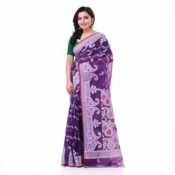 Jam_Purple_Cotton_Handloom_Woven_Saree_With_Blouse_Piece_For_Women