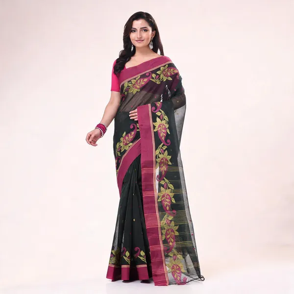 Black_Cotton_Handloom_Woven_Saree_For_Women