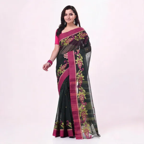 Black_Cotton_Handloom_Woven_Saree_For_Women