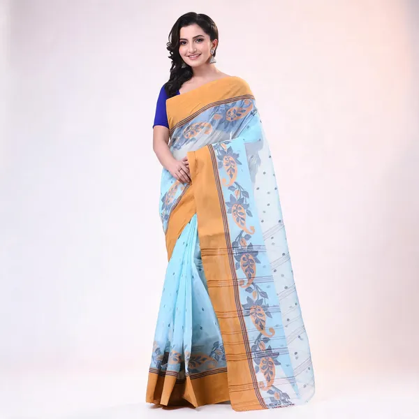 Soft_Blue_Cotton_Handloom_Woven_Floral_Saree_For_Women
