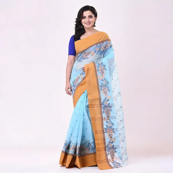 Soft_Blue_Cotton_Handloom_Woven_Floral_Saree_For_Women