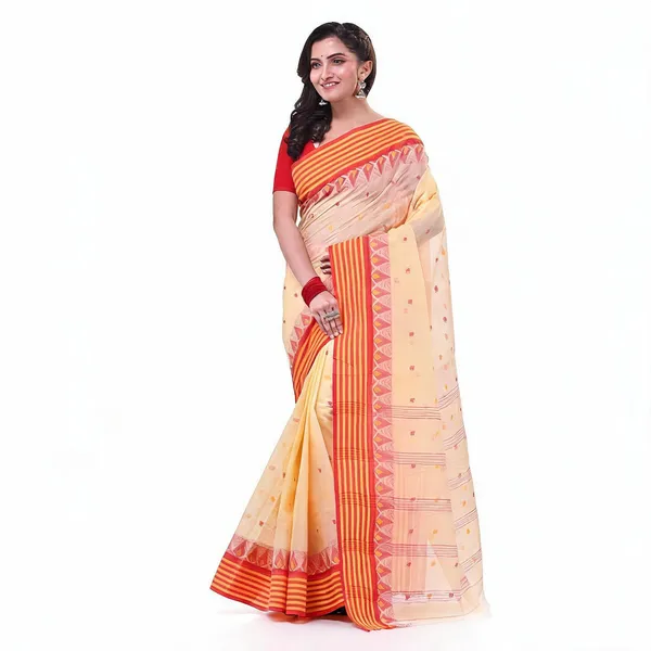 Cream_Cotton_Woven_Tant_Handloom_Saree_For_Women
