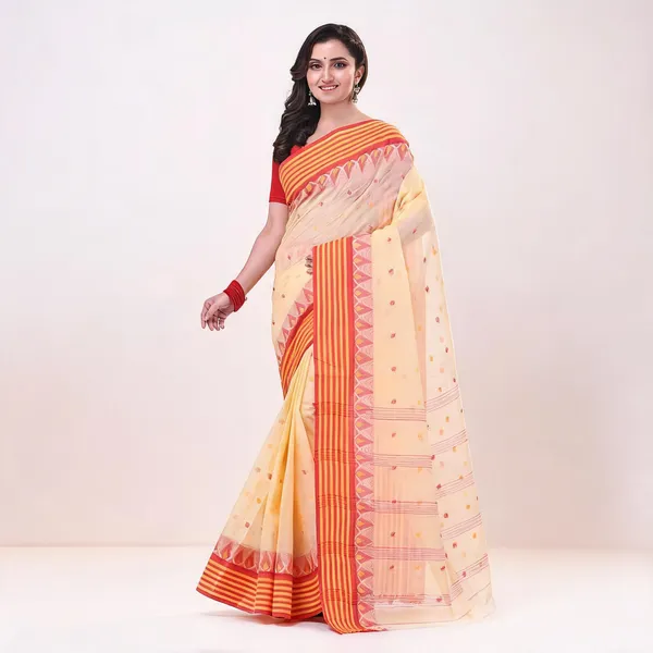 Cream_Cotton_Woven_Tant_Handloom_Saree_For_Women