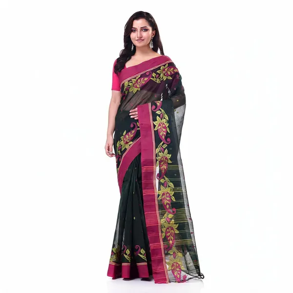 Black_Cotton_Handloom_Woven_Saree_For_Women